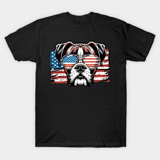 Beagle Dog Sunglasses American Flag 4th of July T-Shirt